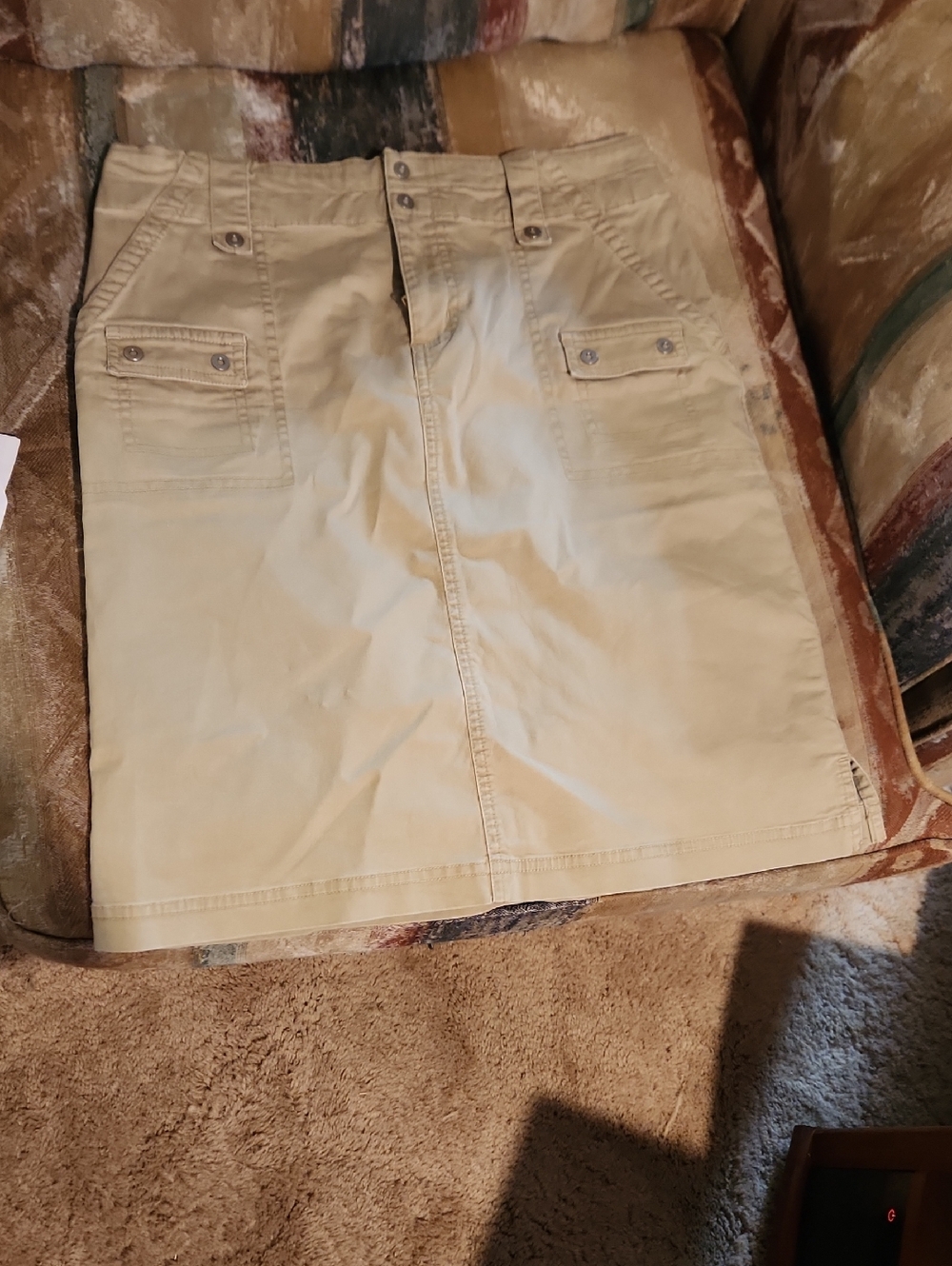 Beige Women's Casual Pocket Skirt